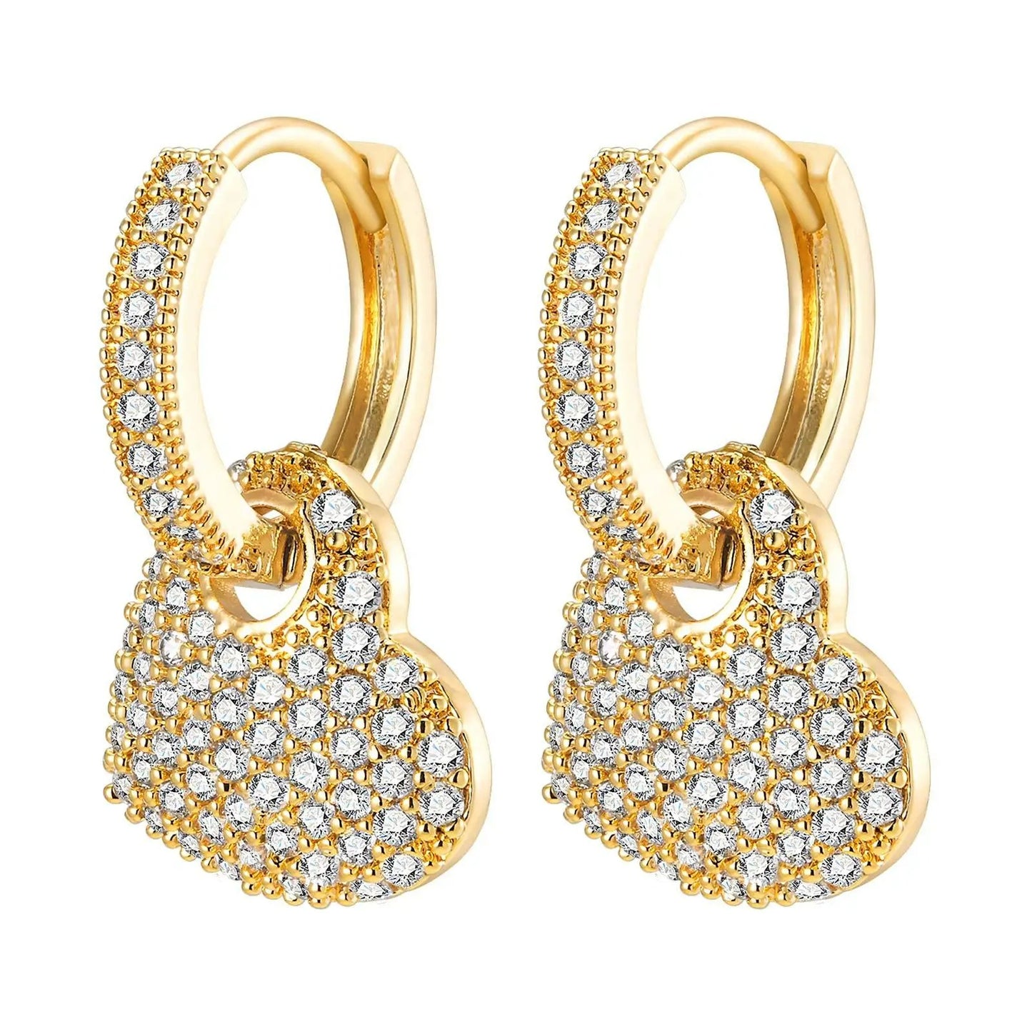 Boucle D'Oreille Cœur Pavée De Zircons