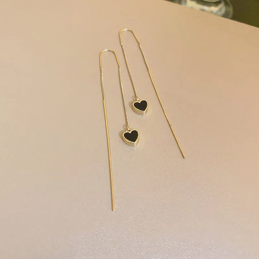Boucle d'Oreille Longue à Coeur