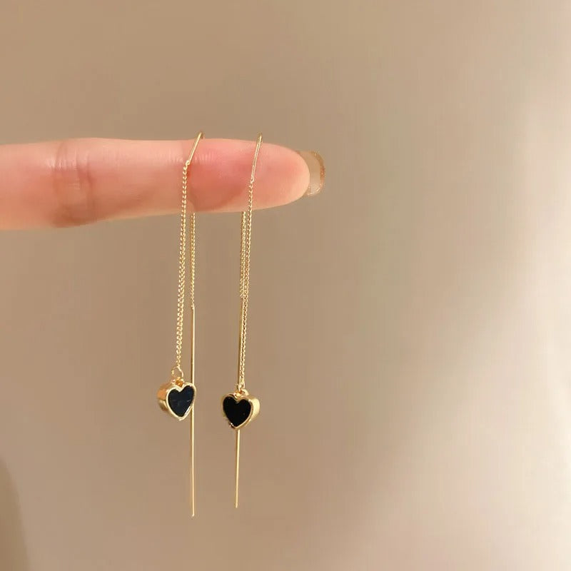 Boucle d'Oreille Longue à Coeur