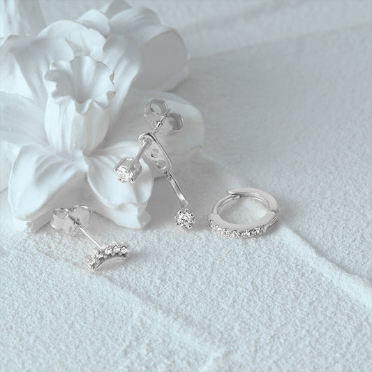 Boucle D'Oreille 3 Trous Argent Éclat Pur Et Fin