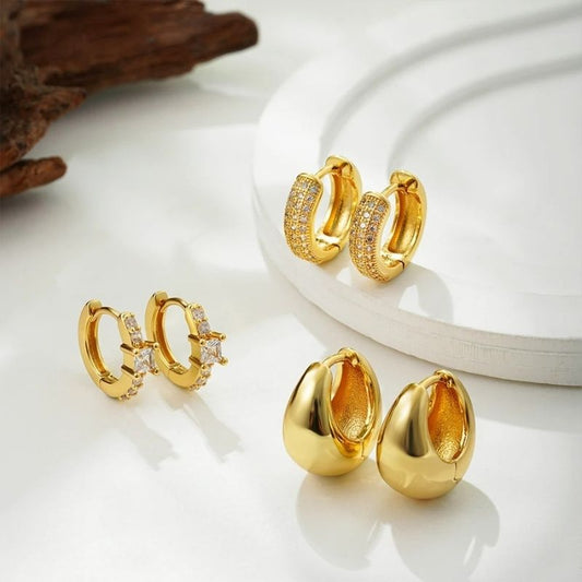 Boucle D'Oreille 3 Trous Brillance Et Chic