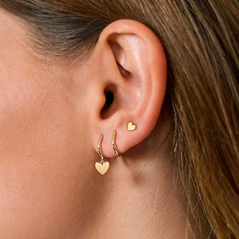 Boucle d'Oreille 3 Trous Cœur