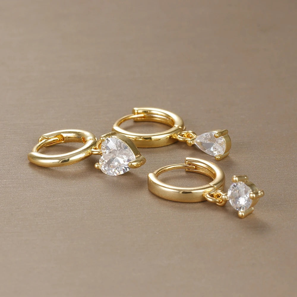 Boucle D'oreille 3 Trous Créoles Acier Inoxydable