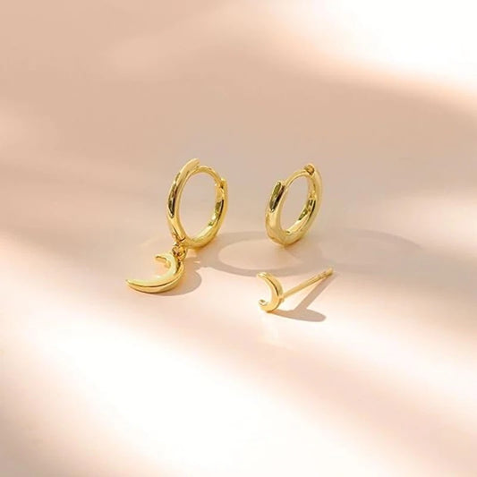 Boucle d'Oreille 3 Trous Lune