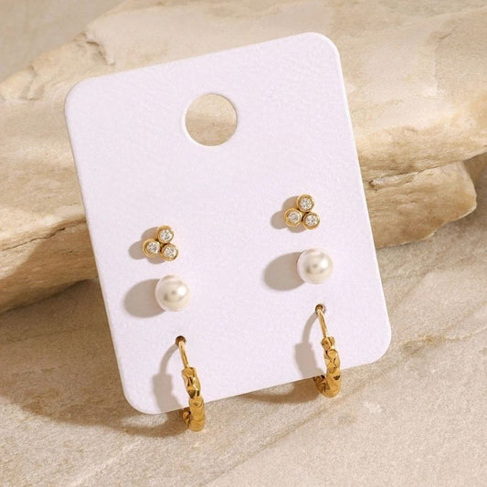 Boucle D’oreille 3 Trous Trio Brillant – Acier Inoxydable