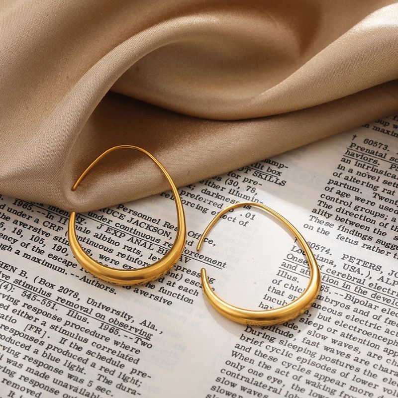 Boucle d'Oreille Acier Inoxydable Grande Créole Dorée