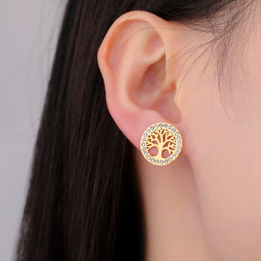 Boucle D'oreille Arbre De Vie Acier Inoxydable