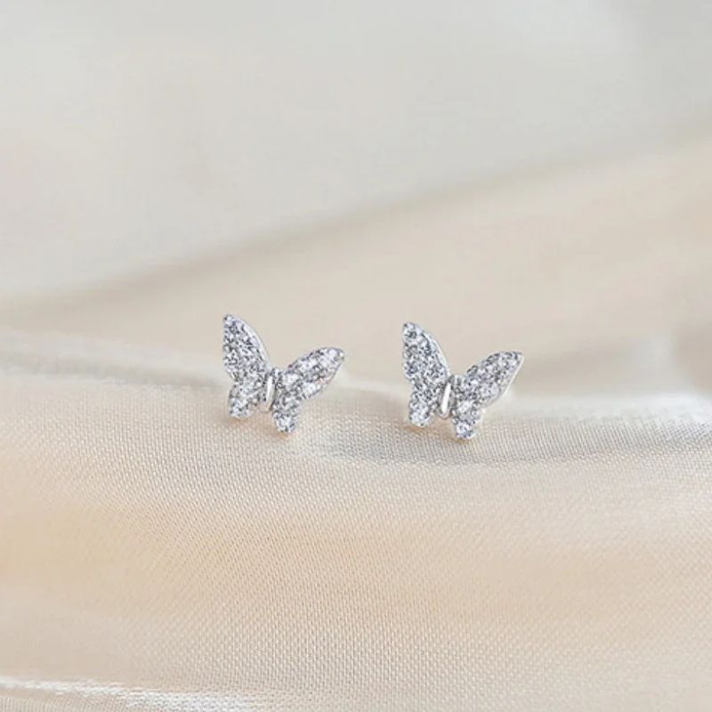 Boucle d’Oreille Baptême Fille Papillon