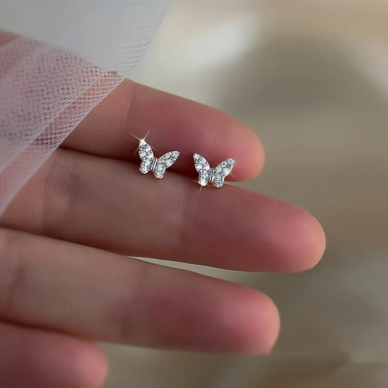 Boucle d’Oreille Baptême Fille Papillon