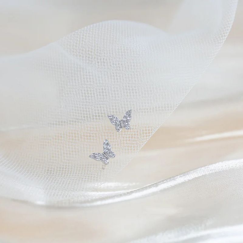 Boucle d’Oreille Baptême Fille Papillon