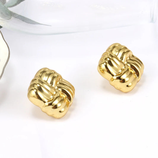 Boucle D'oreille Carré Design Minimaliste et Doré