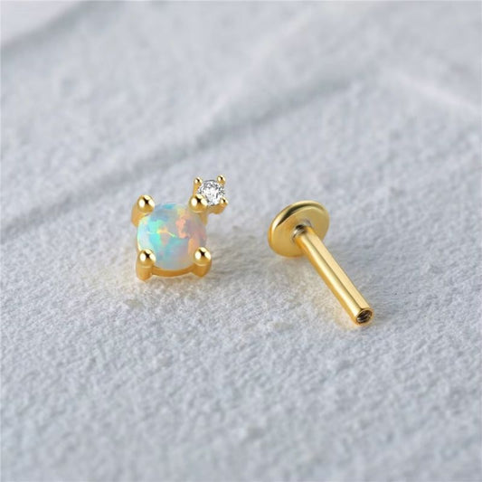 Boucle D'oreille Cartilage Opale Solitaire Zircon