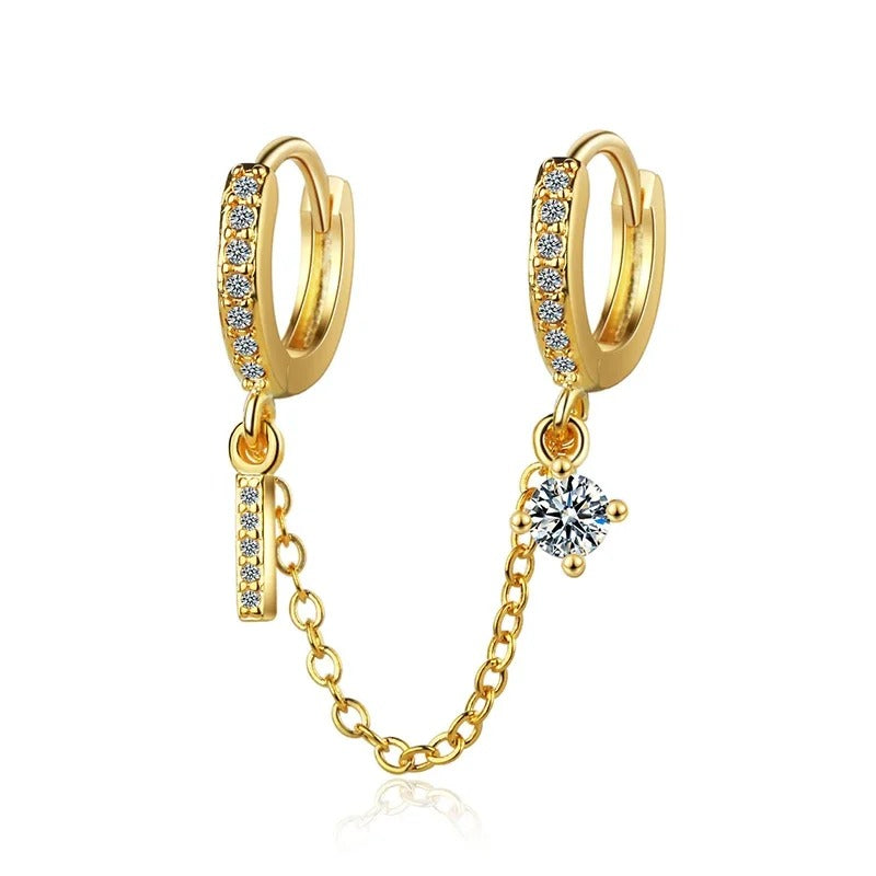 Boucle D'Oreille Chaine 2 Trous Lumineuse