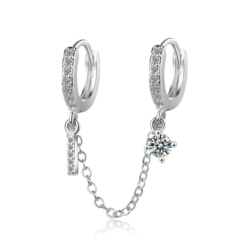 Boucle D'Oreille Chaine 2 Trous Lumineuse