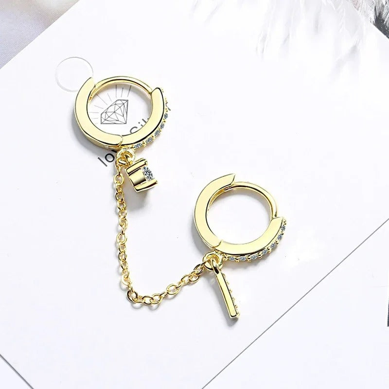 Boucle D'Oreille Chaine 2 Trous Lumineuse