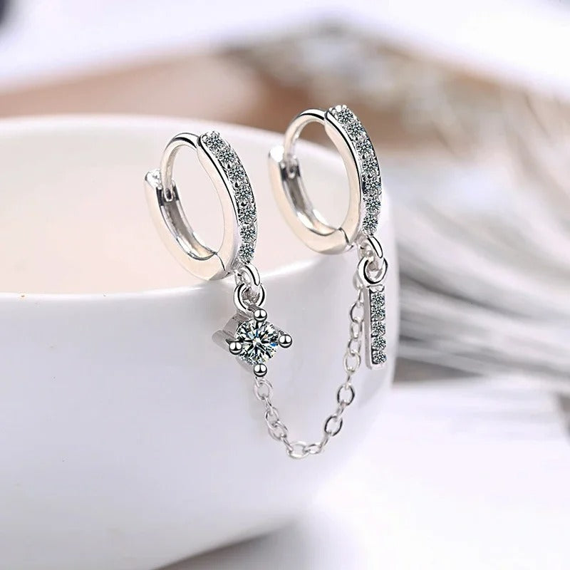 Boucle D'Oreille Chaine 2 Trous Lumineuse