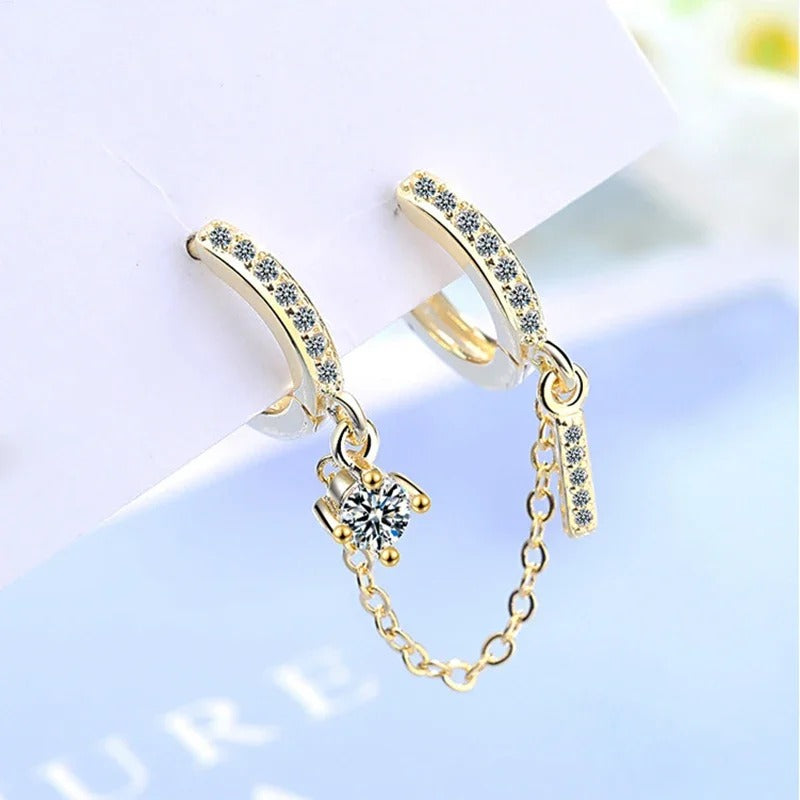 Boucle D'Oreille Chaine 2 Trous Lumineuse