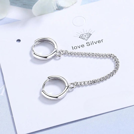 Boucle D'Oreille Chaine 2 Trous Minimaliste