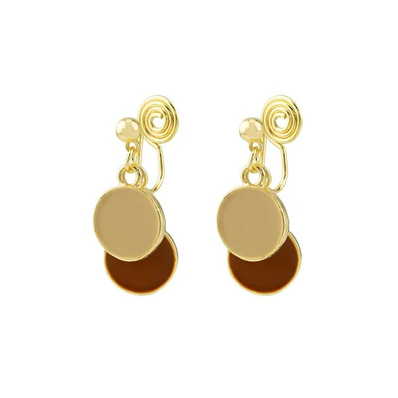 Boucle D'oreille Clip Femme Cercle Duo