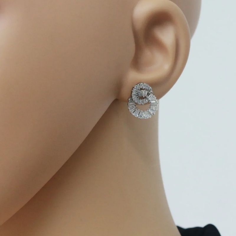 Boucle D'oreille Clip Femme Cercles Croisés Zircon