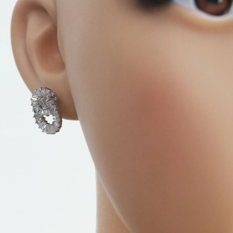 Boucle D'oreille Clip Femme Cercles Croisés Zircon