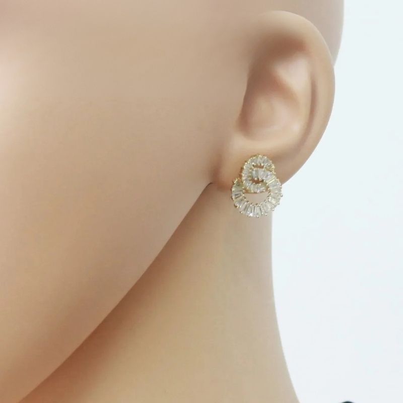 Boucle D'oreille Clip Femme Cercles Dorés Zircon