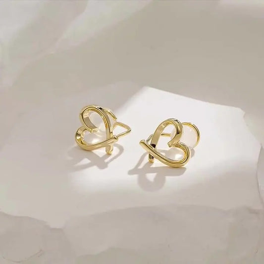 Boucle D'oreille Clip Femme Cœur Doré Minimaliste
