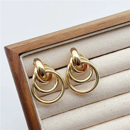 Boucle D'oreille Clip Femme Doré Graphique