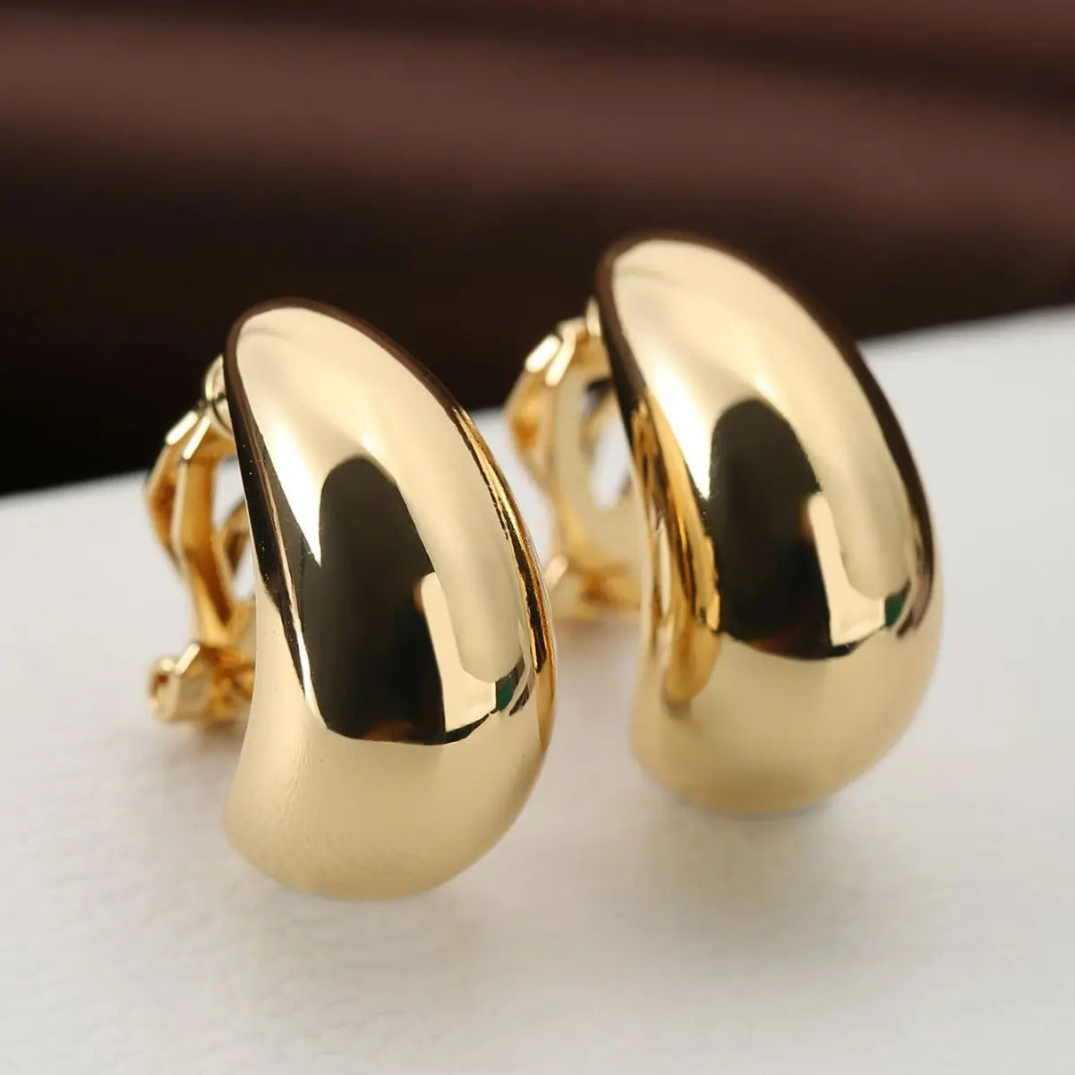Boucle d'Oreille Clip Femme en Forme de Gouttelette