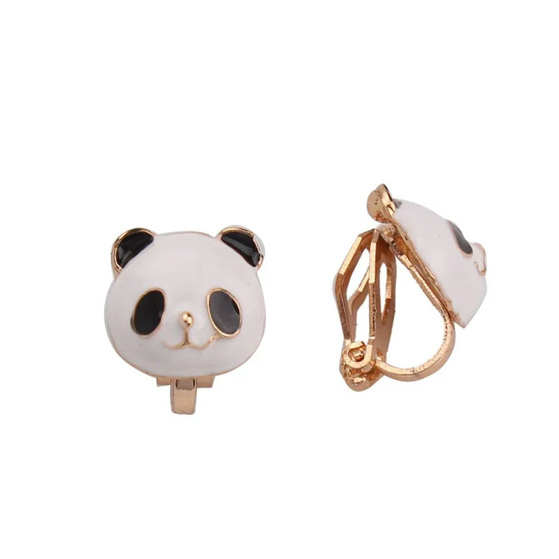 Boucle D'oreille Clip Fillette Tête de Panda
