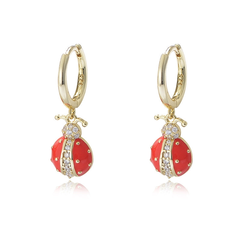 Boucle D'oreille Coccinelle Pendante