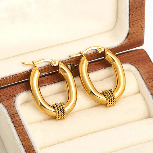 Boucle D'oreille Créole Dorée en Acier Inoxydable