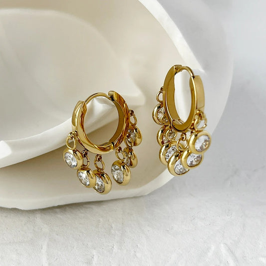 Boucle d'Oreille Créole Pampilles acier Inoxydable