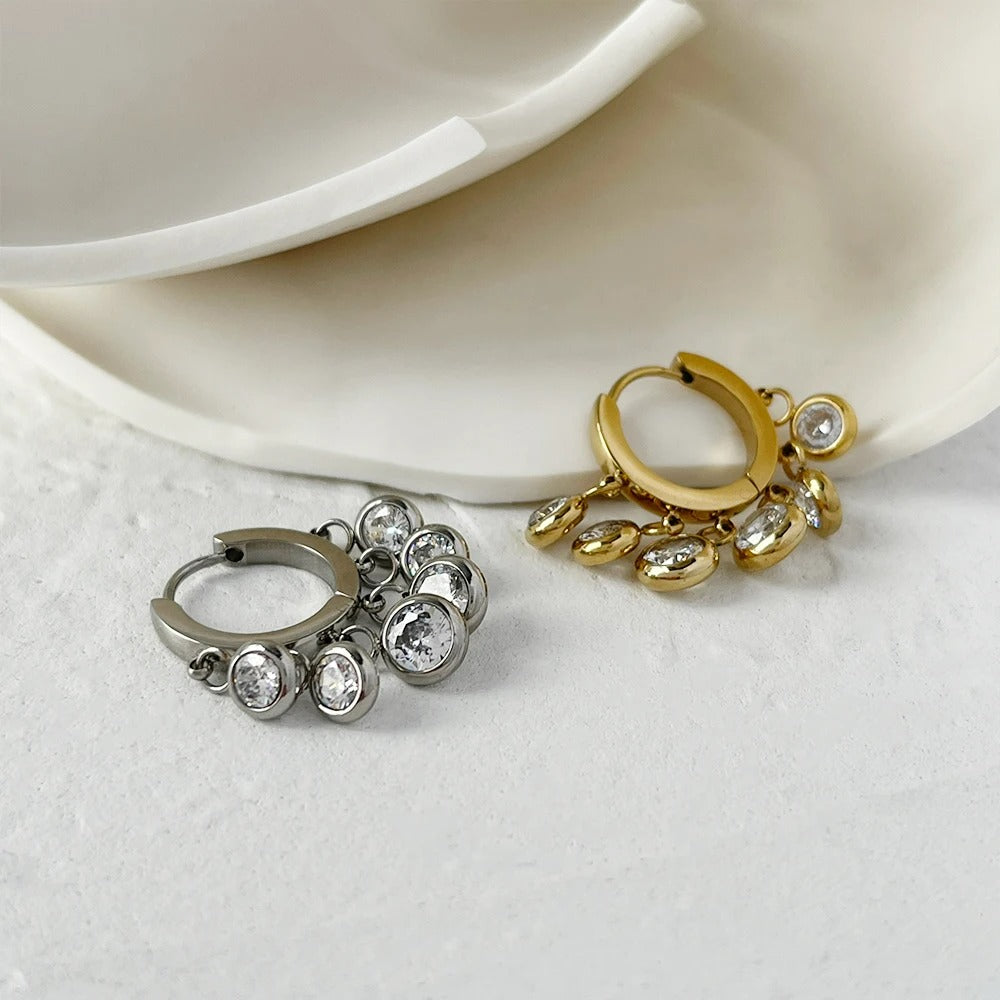 Boucle d'Oreille Créole Pampilles acier Inoxydable