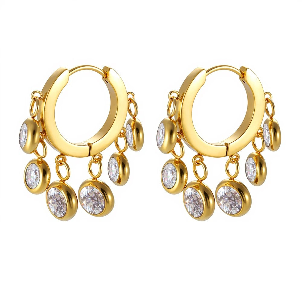 Boucle d'Oreille Créole Pampilles acier Inoxydable