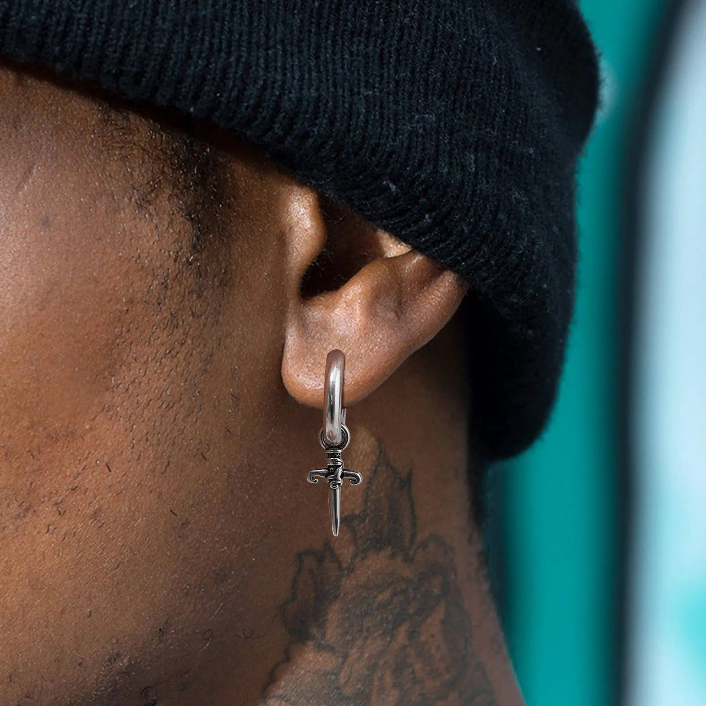 Boucle D'oreille Croix Homme Gothique Créole