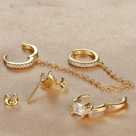 Boucle D'oreille Dépareillée Acier Inoxydable Lot 3 Pièces