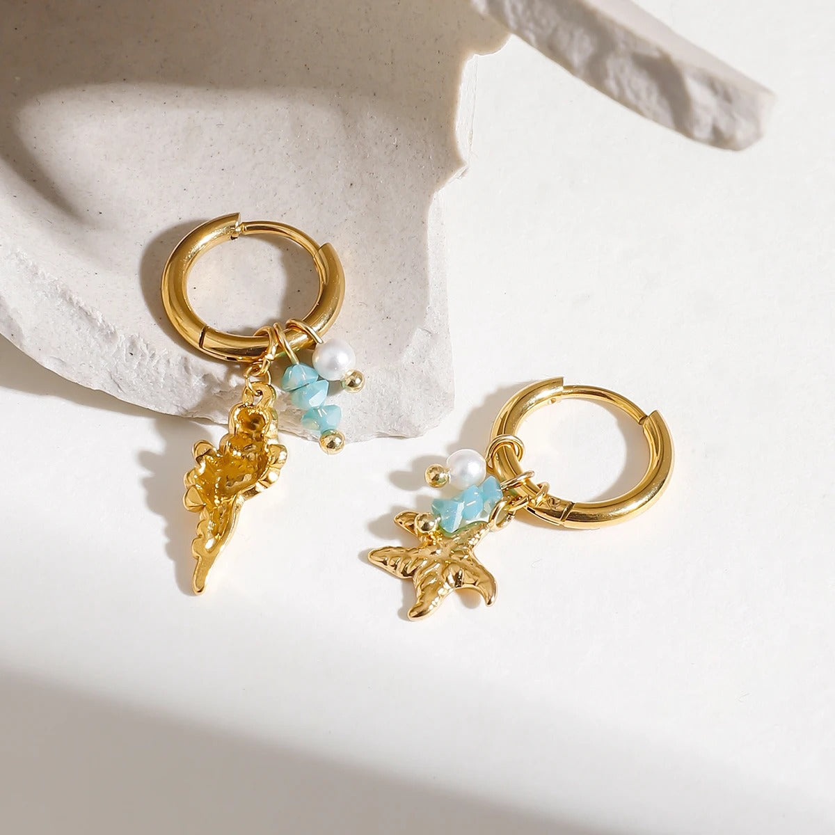 Boucle d'Oreille Dépareillée Marine Acier Inoxydable