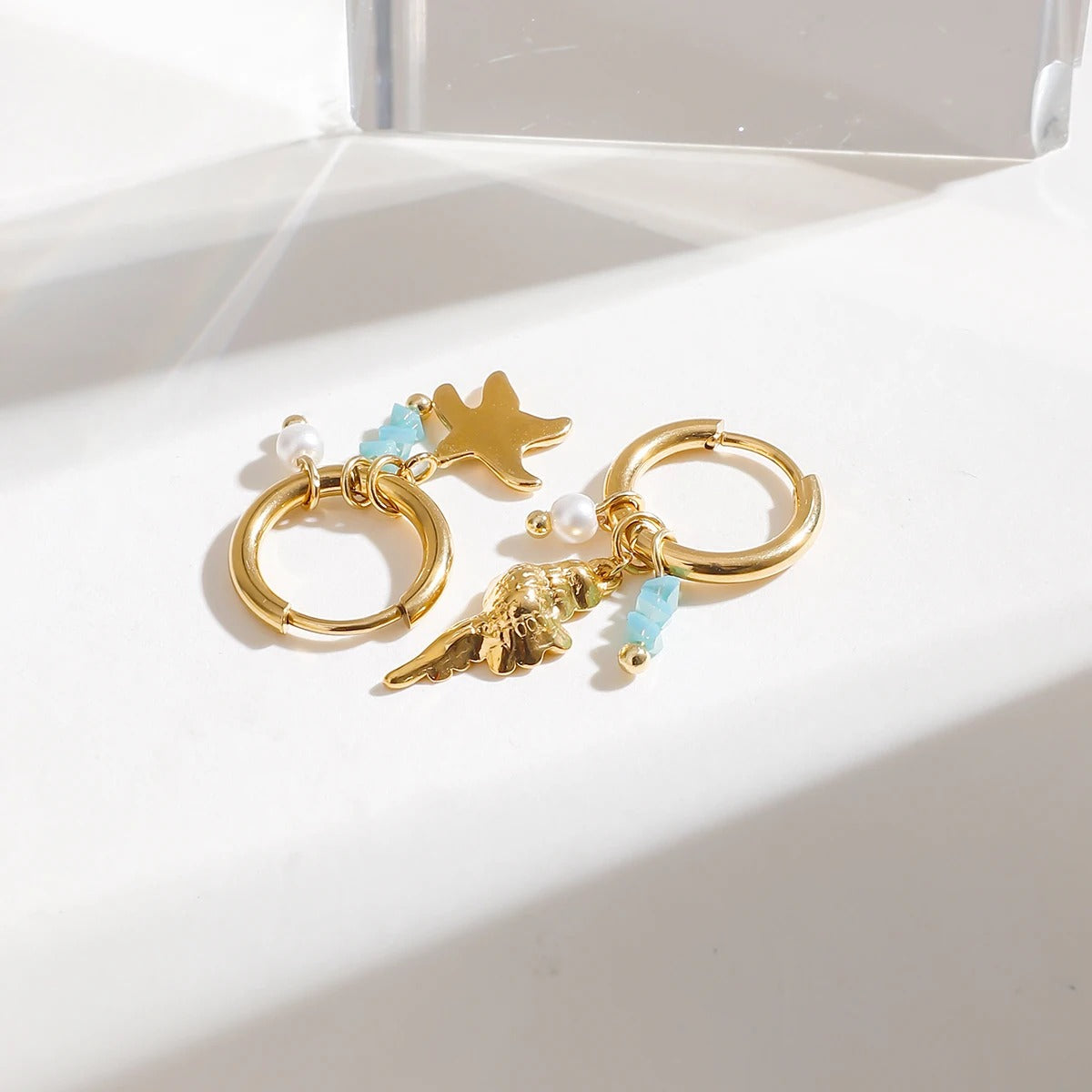 Boucle d'Oreille Dépareillée Marine Acier Inoxydable