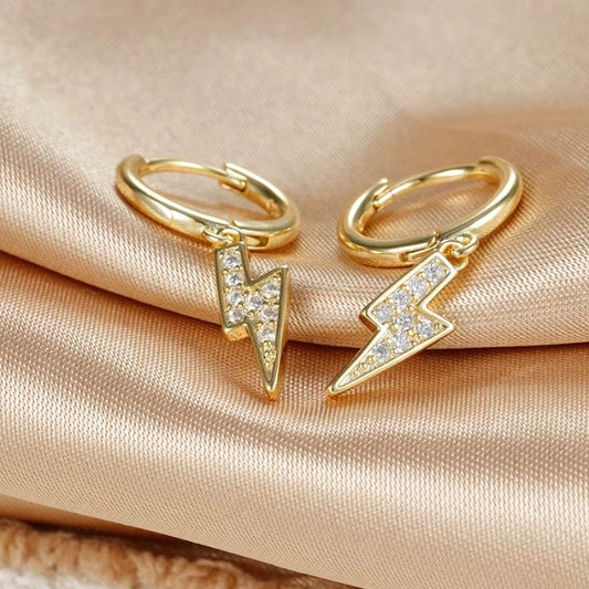 Boucle D'oreille Eclair Créole Dorée Élégante