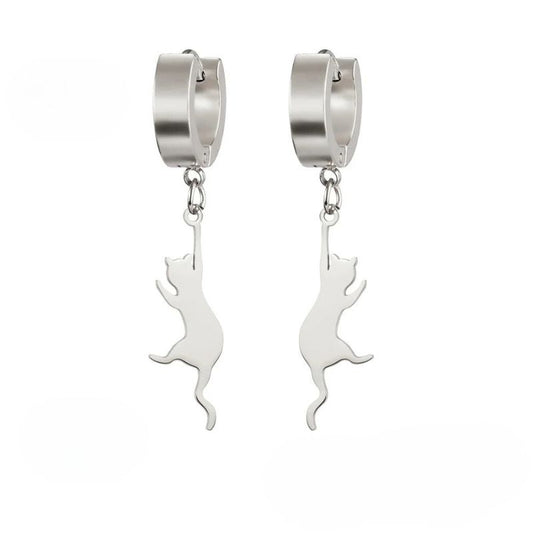 Boucle d'Oreille Fantaisie en Forme de Chat
