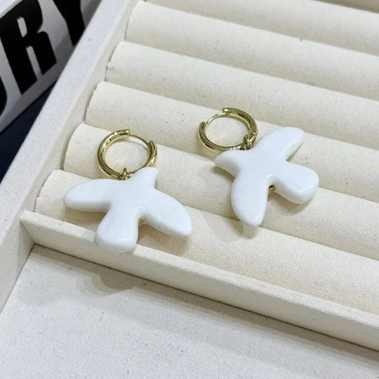 Boucle d'Oreille Fantaisie Oiseau Blanc