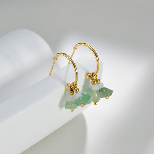 Boucle D'oreille Fantaisie Pierres colorées en Acier Inoxydable