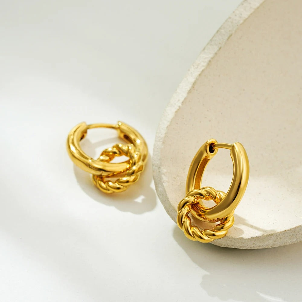 Boucle D'oreille Femme Créole Maillon Doré - Acier Inoxydable