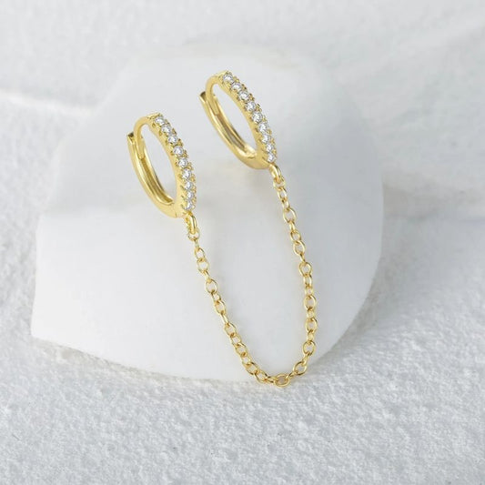 Boucle D'oreille Femme Pendante Double Créole