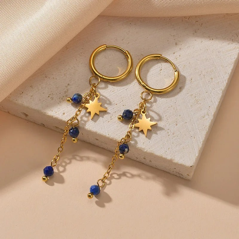 Boucle D'oreille Femme Pendante Étoilé -Acier Inoxydable