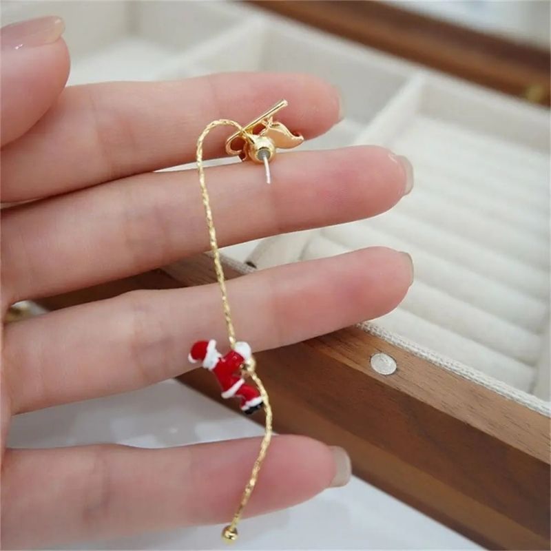Boucle D'oreille Femme Pendante Noël Dépareillée