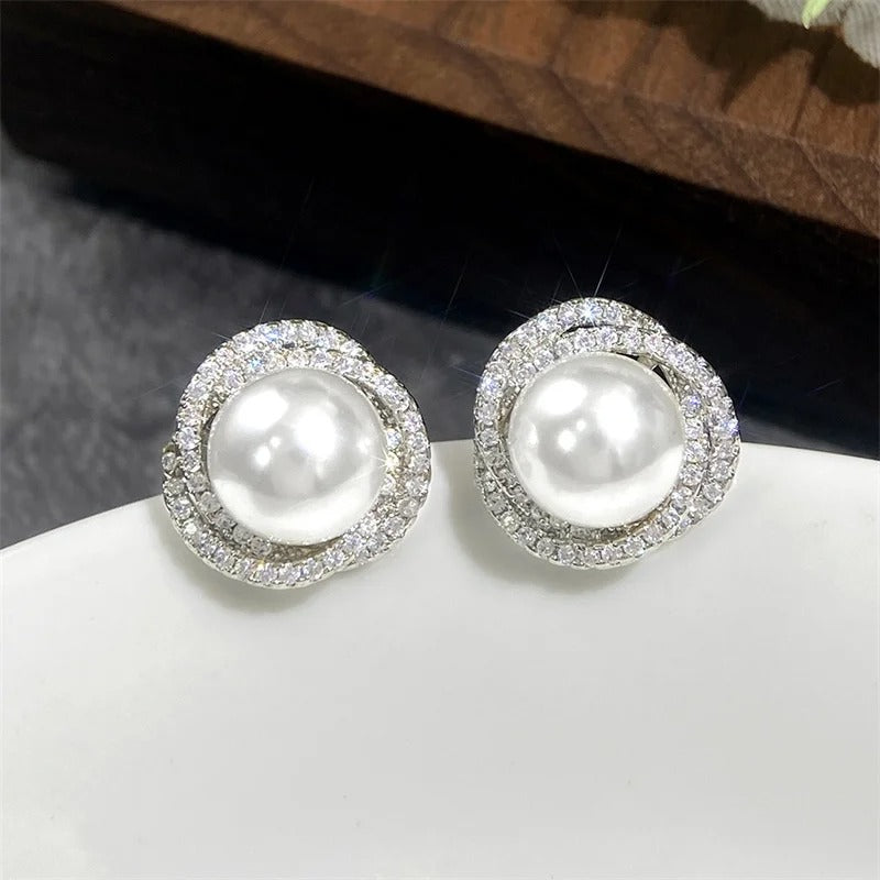 Boucle d'Oreille Femme Perle Design Croisé