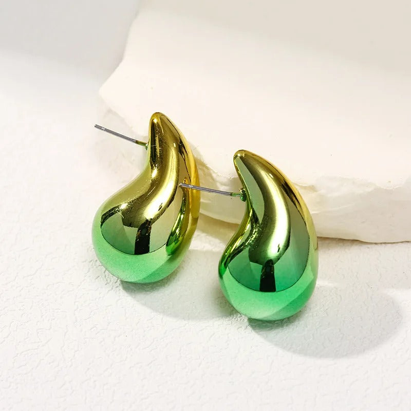 Boucle d'Oreille Goutte Dégradée Métallisée Acier Inoxydable