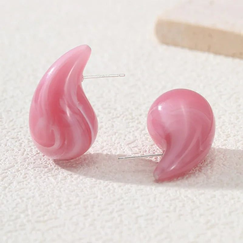 Boucle d'Oreille Goutte Résine Marbrée